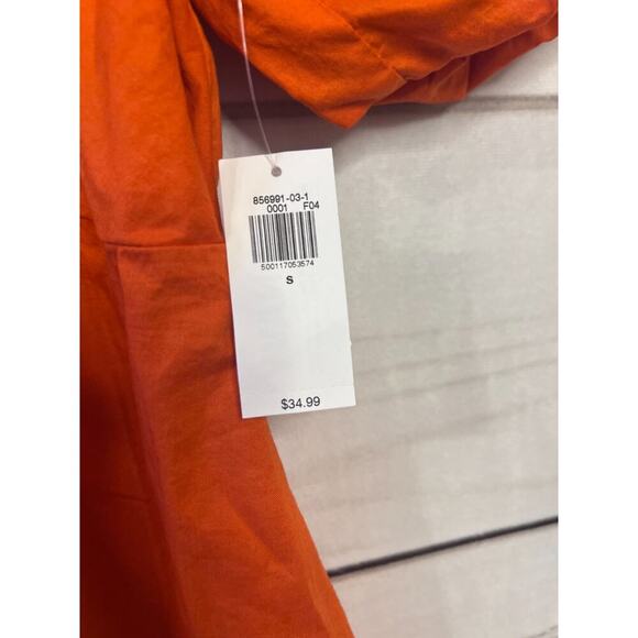 Old Navy Top Size SM NWT Orange Bubble Short Sleeve Smocked Back - Picture 4 of 5